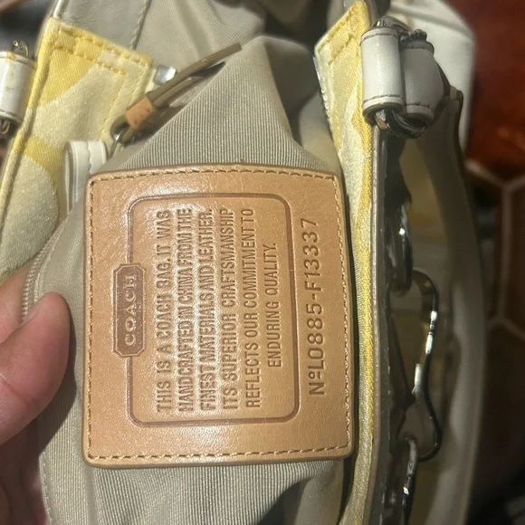 2008 Coach Yellow and Cream Women's Handbag - Picture 3 of 9